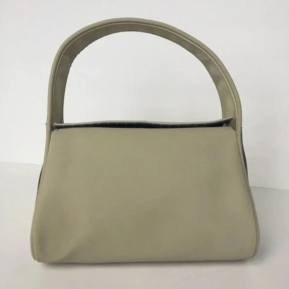 Beige cream faux leather mini handbag satchel  vegan clutch - Picture 4 of 14